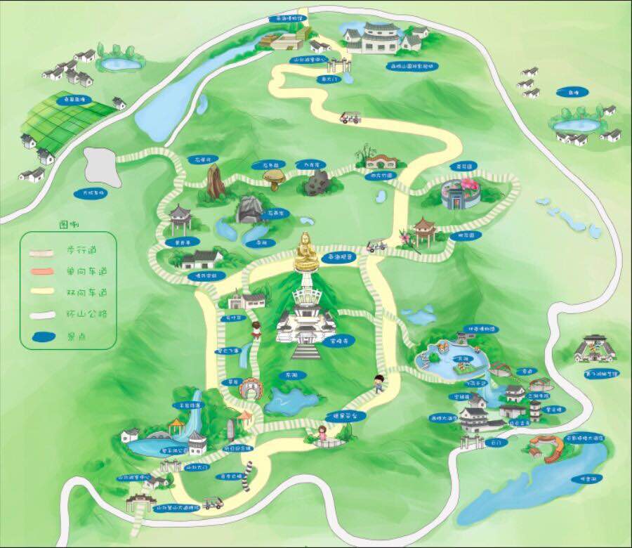电子导航h5制作3d设计手绘地图定制景区旅游卡通校园平面地图代画