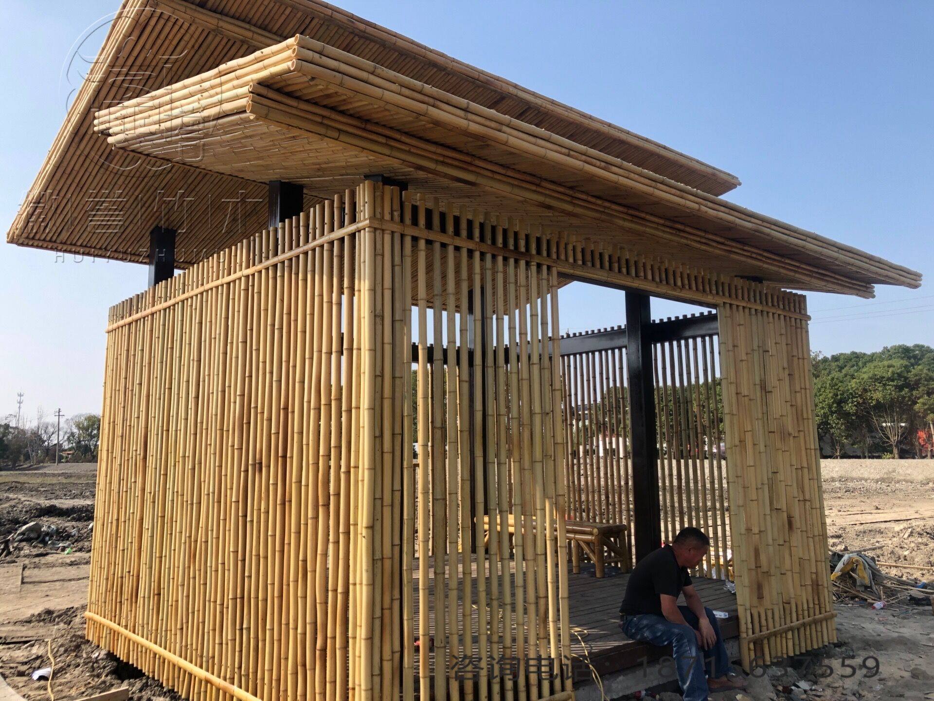 异形建筑房子竹屋木屋防腐木竹长廊花架凉亭大型篱笆