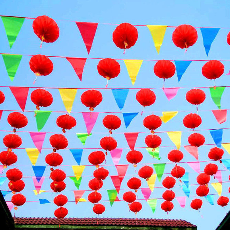 院子装饰彩旗三角旗结婚开业户外婚礼布置喜字拉花