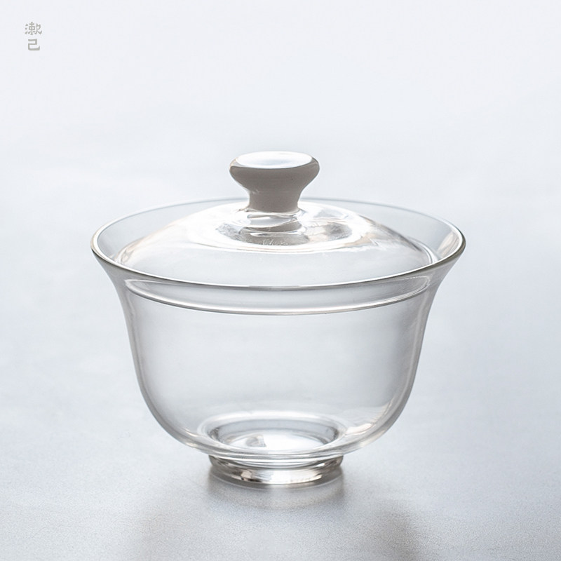 玻璃盖碗高硼硅透明耐热烫手白玉耐高温防烫日式盖碗