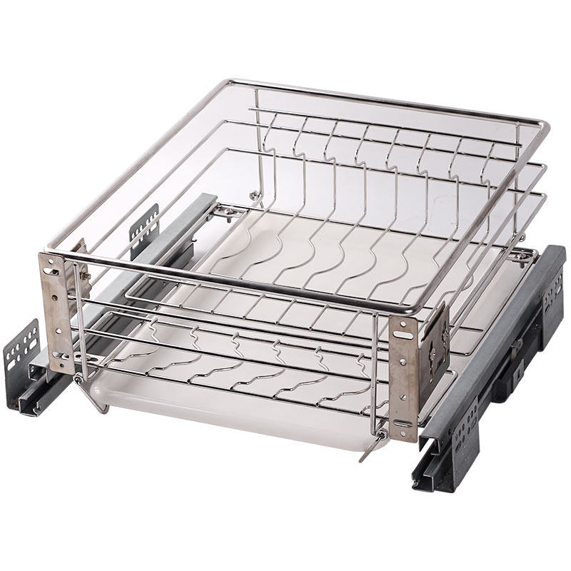 橱柜不锈钢拉篮阻尼尺寸调味工具厨房房地碗碟拉篮