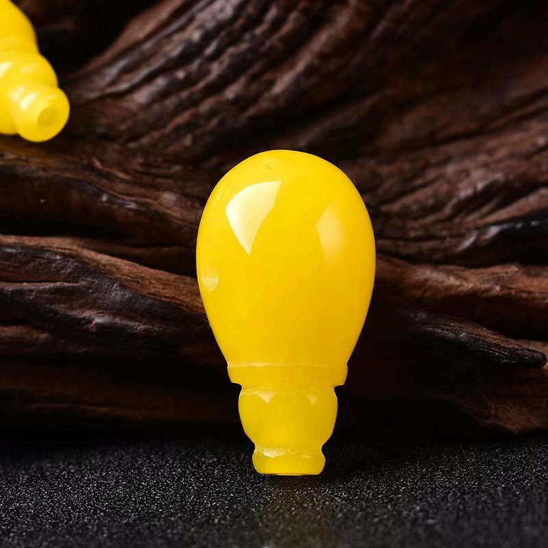 保真精工原矿琥珀蜜蜡水滴一体三通佛头佛珠珠宝奇石