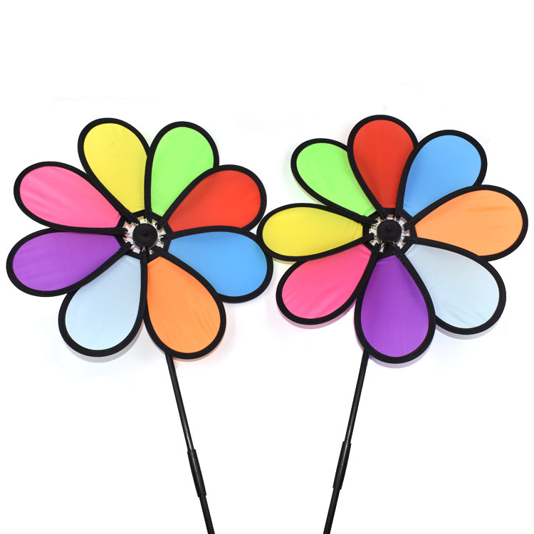 风车八彩布艺传统彩色旋转夏季广场地摊儿童玩具风车