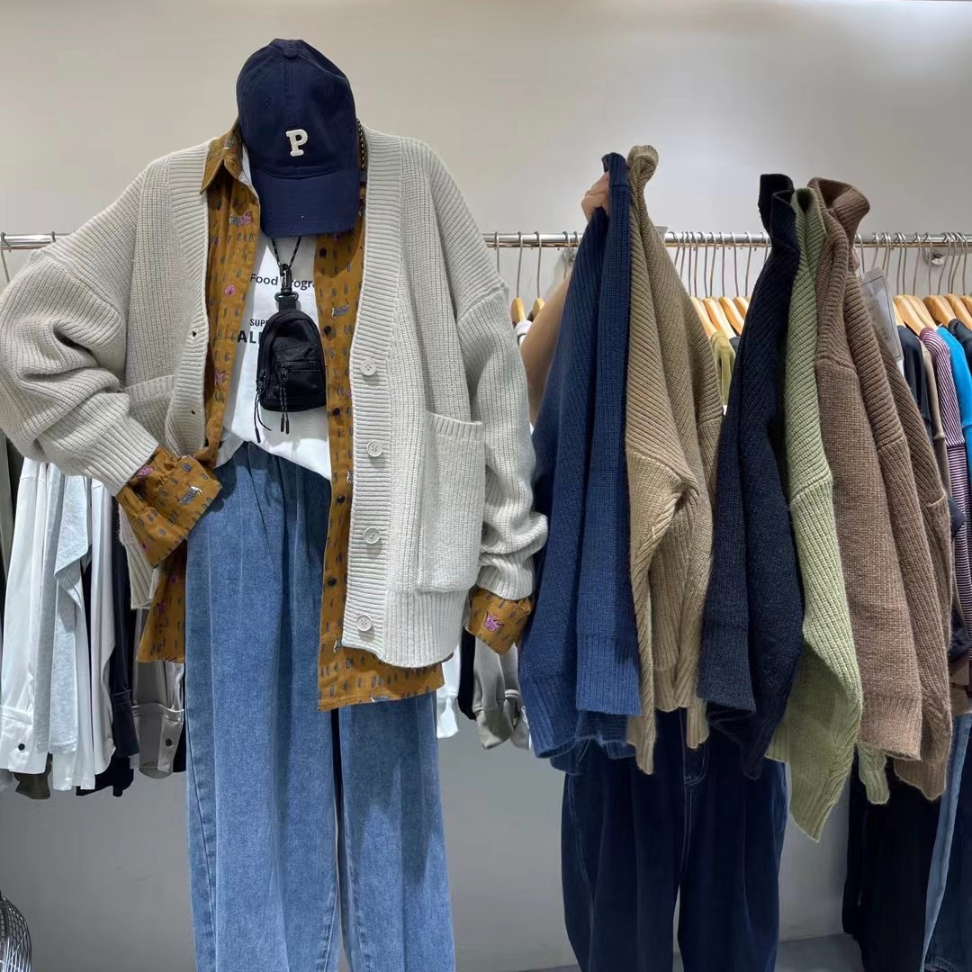 mujia幕茄针织开衫女2022秋冬韩版宽松大码mm毛衣