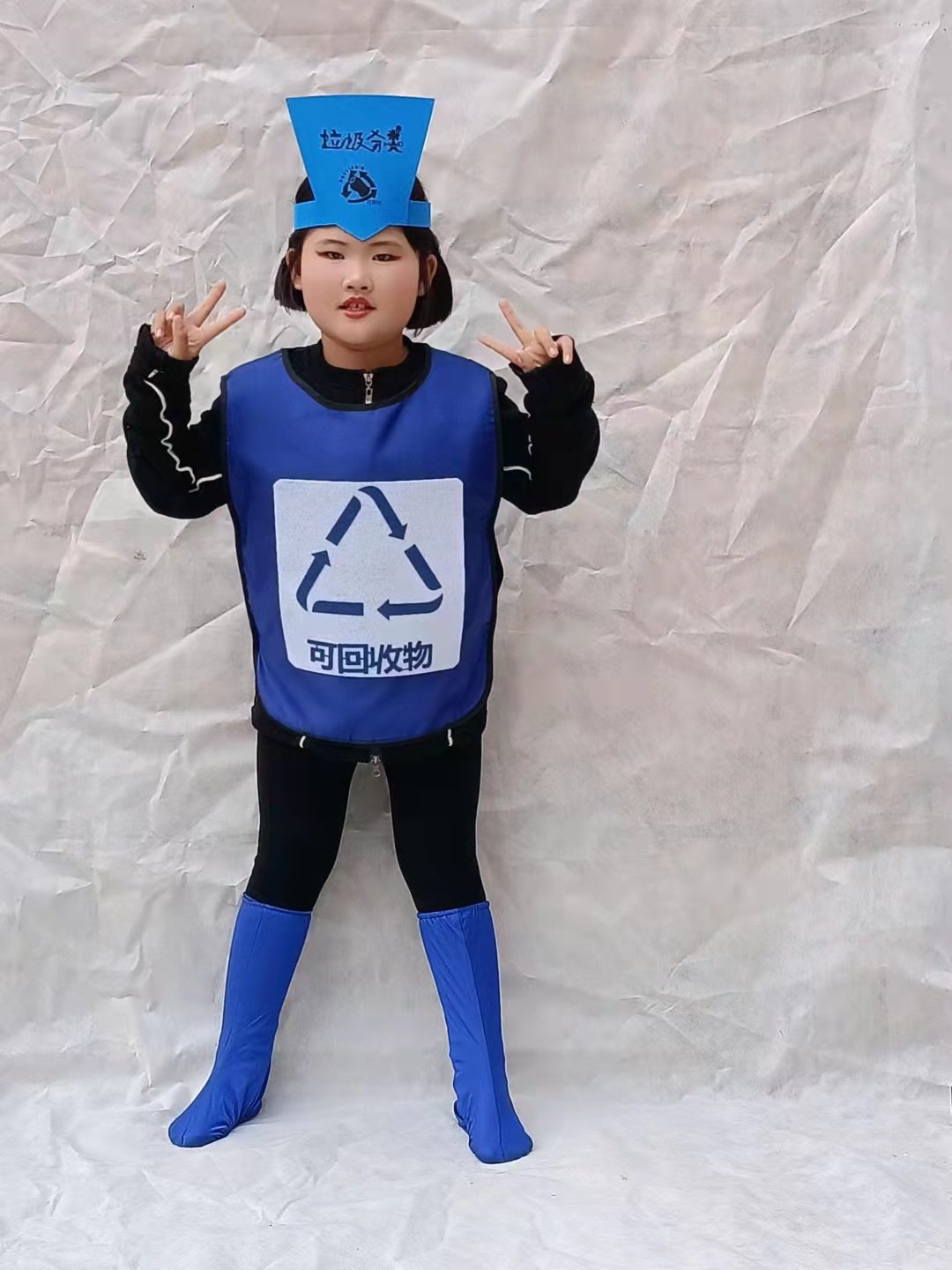 垃圾分类亲子手工创意走秀diy环保服装头饰儿童演出服