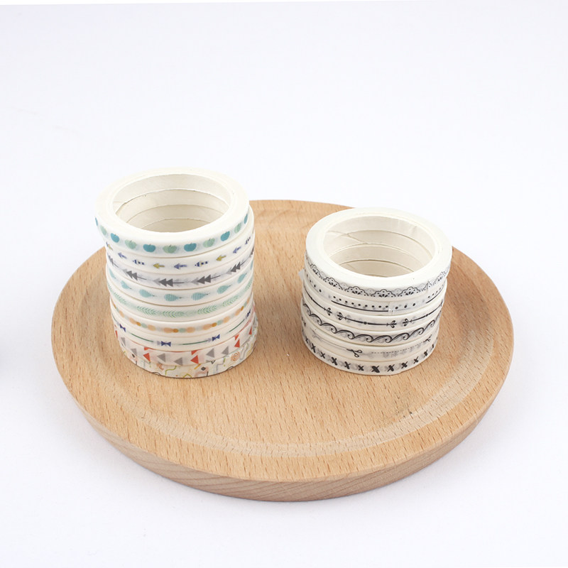 小清新手彩色极细胶带分割线花边可撕日记相册和纸胶带