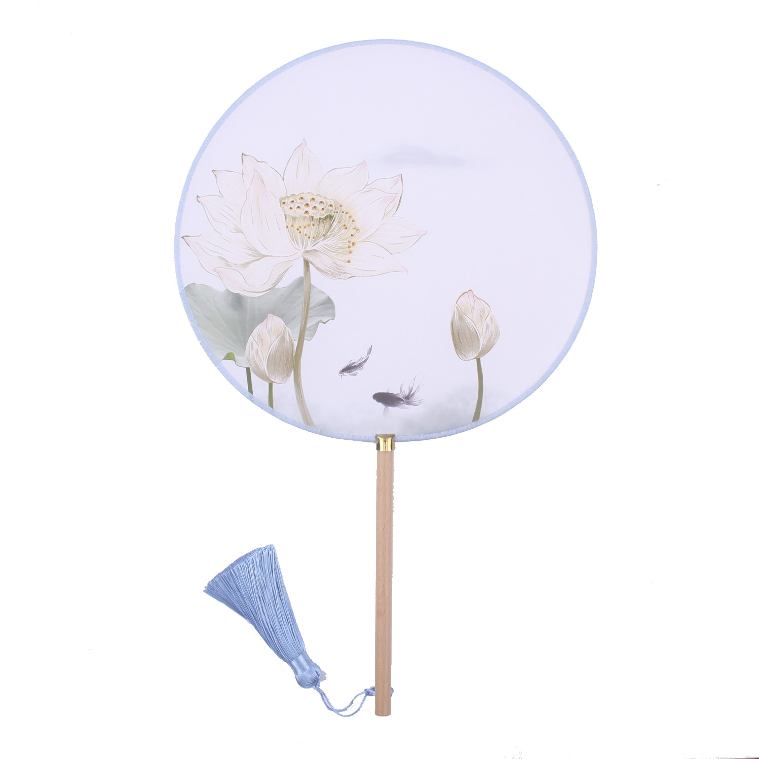 古风扇子团扇复古典 中国风汉服圆扇宫扇长柄 女式流苏古装饰舞蹈