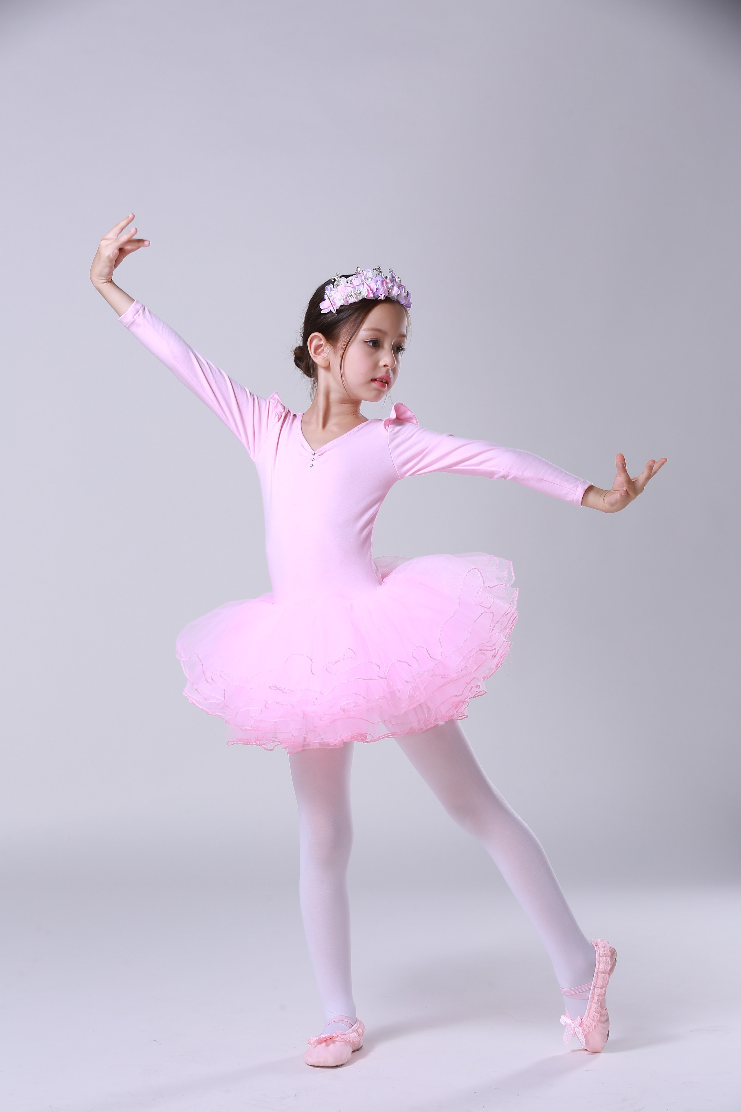 儿童加绒舞蹈服秋冬季芭蕾舞裙女童练功服长袖幼儿舞蹈裙考级演出