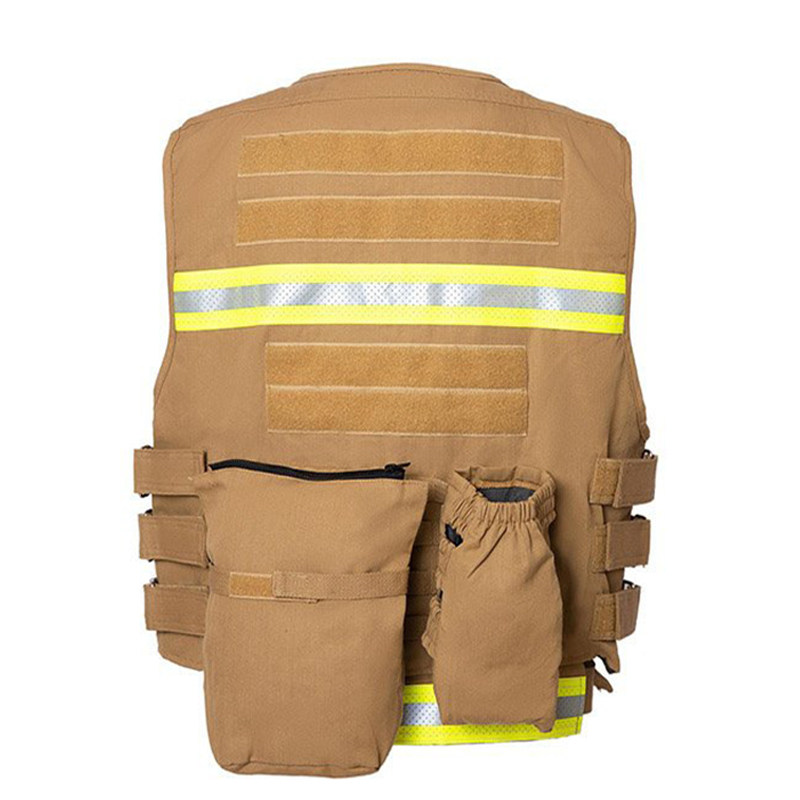 青岛消防马甲通讯背心应急通信保障卡其棕色阻燃背心