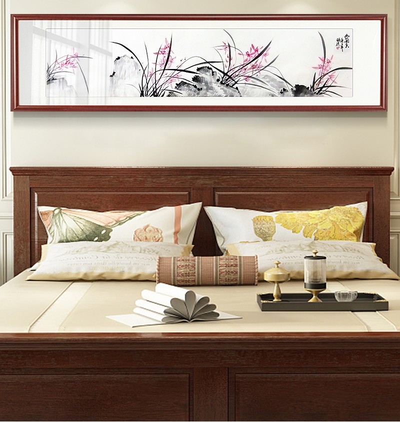 手绘中国画卧室床头客厅茶社酒店书房镜框装裱国画