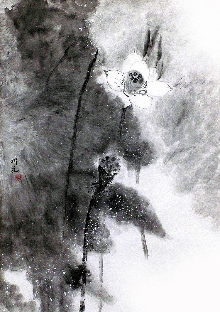 抽象手绘国画字画装饰中式简约黑白国画