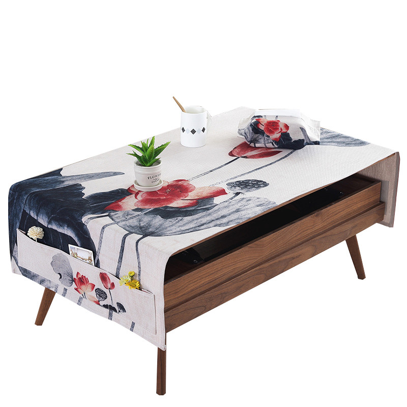 爱茹亿中式水墨画棉麻布艺茶几桌布客厅长方形台布桌布