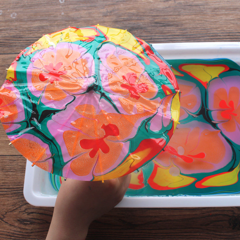 抖音水拓画套装绘画工具儿童浮水画湿拓画初学者颜料