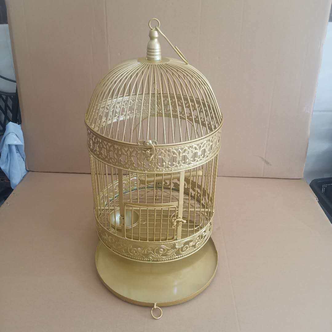 金色铁艺复古鹦鹉鸟笼笼子大号八哥黄雀玄凤鸟笼