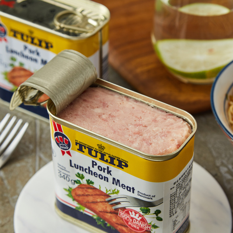 丹麦进口郁金香午餐340g罐装猪肉罐头熟食火腿肉制品