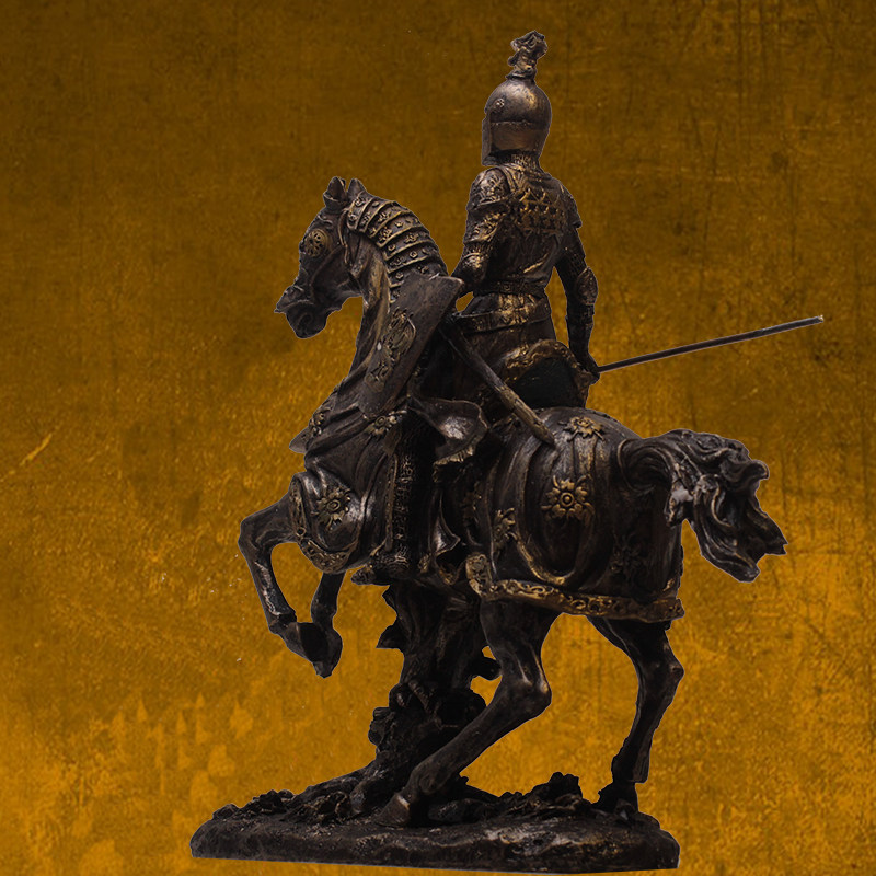 中世纪武士盔甲模型骑士战马铠甲勇士创意酒吧摆件摆件