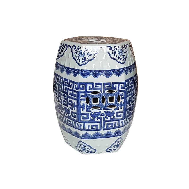 景德镇手绘青花青花瓷瓷器鼓凳坐墩梳妆方凉凳客厅鼓墩