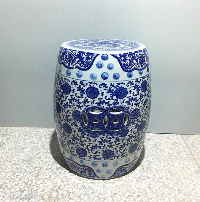 景德镇青花青花瓷瓷器鼓凳瓷墩凉凳花园摆件客厅鼓墩