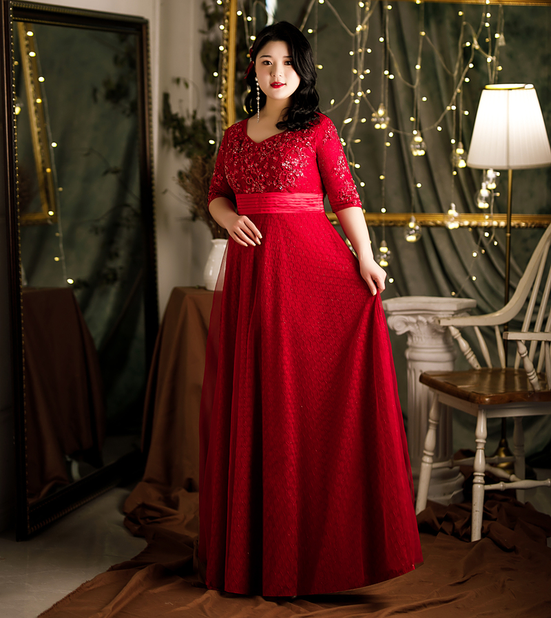 大码敬酒服200斤加肥加大新娘胖遮肚长款蕾丝结婚显瘦胖mm晚礼服