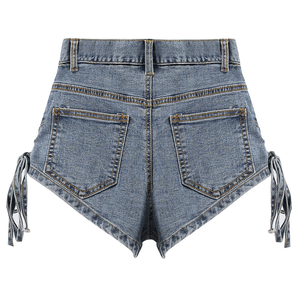 夏季短裤新款洋气高腰牛仔女韩版修身蝴蝶结超短牛仔裤