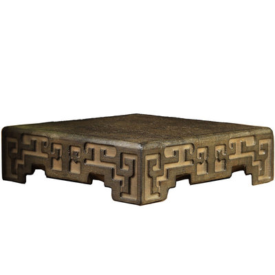 古老石头做旧青石雕刻素面石茶台茶盘茶桌方桌底座托盘石雕