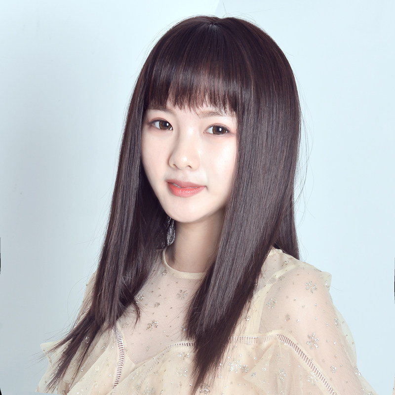 假发女中长直锁骨空气碎齐刘海蓬松整顶假发
