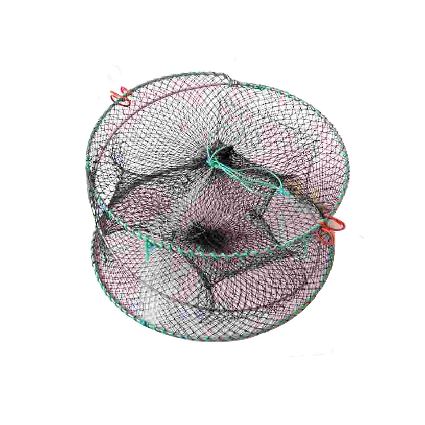 螃蟹笼子圆形加重捉钓笼抓虾鱼自动捕蟹笼折叠加粗蟹笼海用边