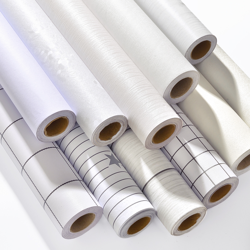 自粘墙纸防水防潮纯色白色墙壁贴画卧室温馨墙贴