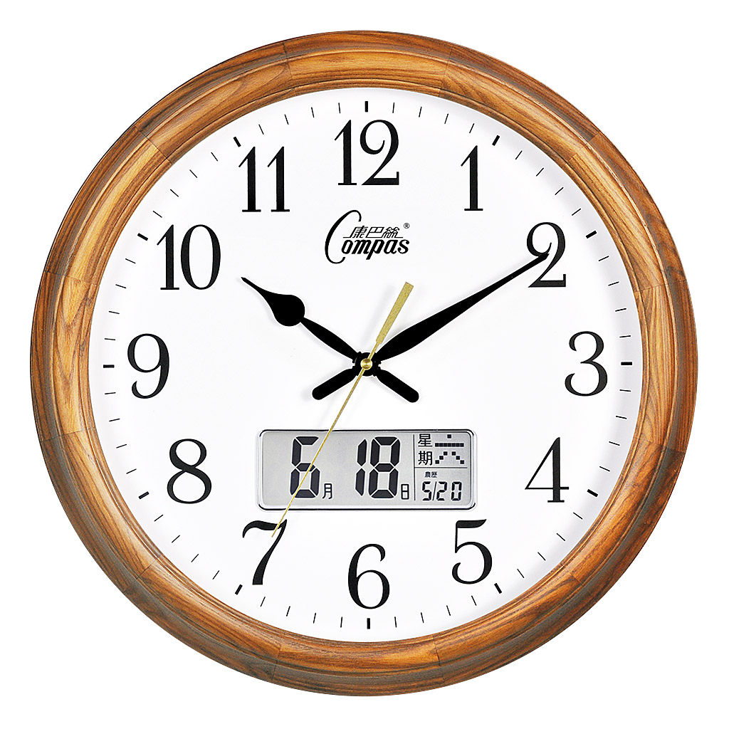 康巴丝实木客厅家用创意挂钟中式美式大气时尚挂钟