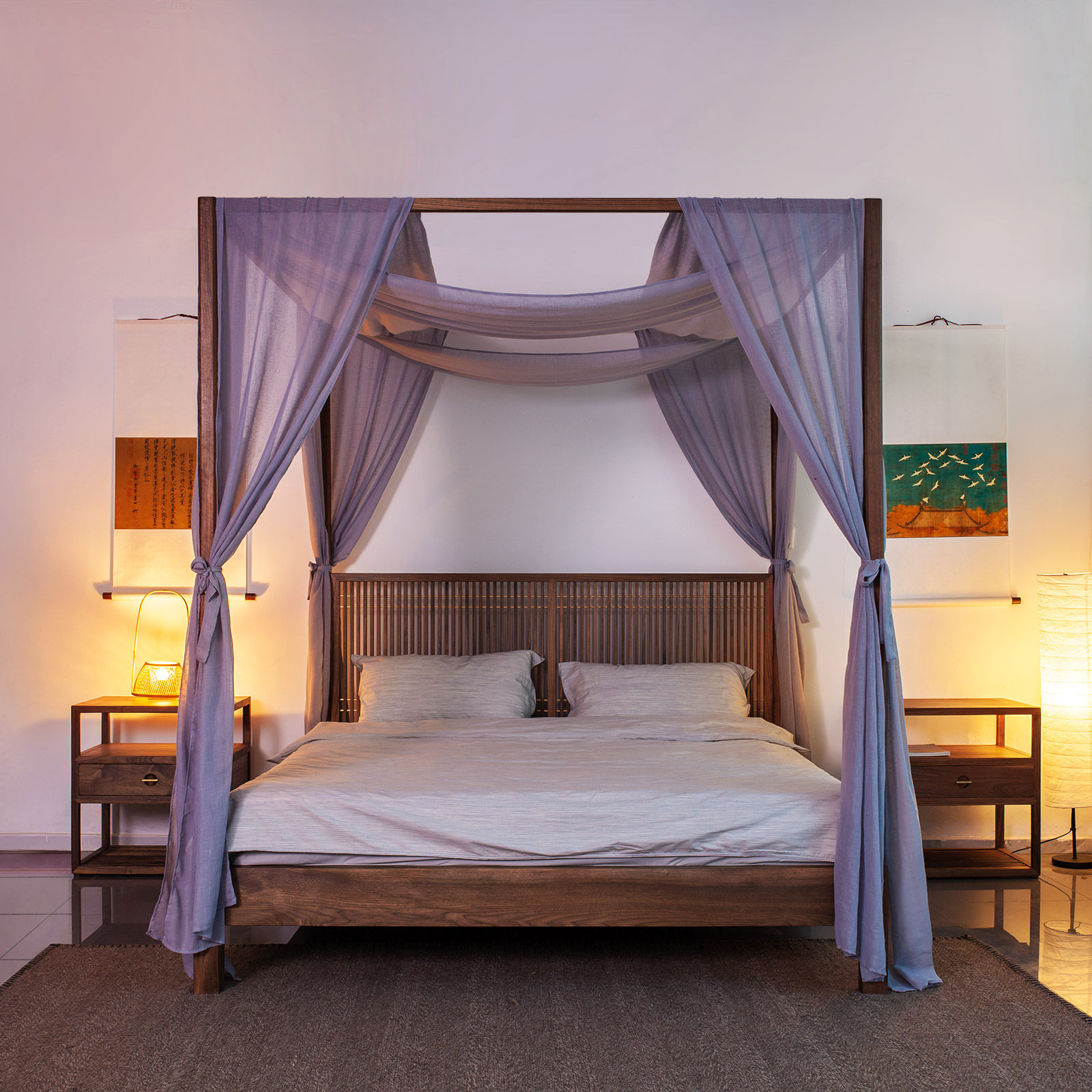 璞木卧室原木木床榆木床老架子18米简约新中式实木床