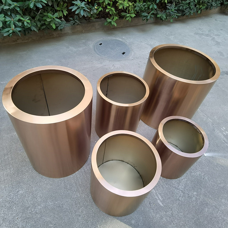 仿真绿植不锈钢圆筒玫瑰酒店花器植物套盆女装花桶