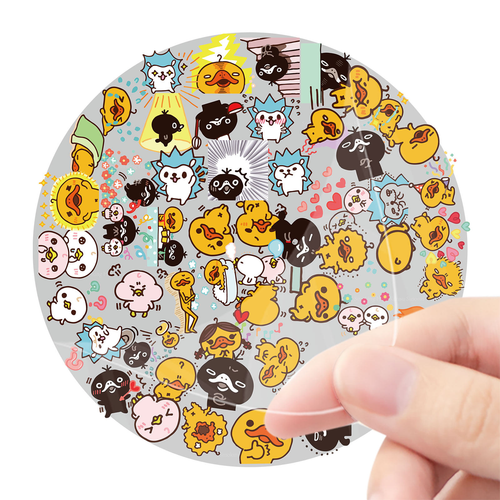 可爱黄色鸭嘴兽uv转印卡通套图水晶晶标户外贴纸