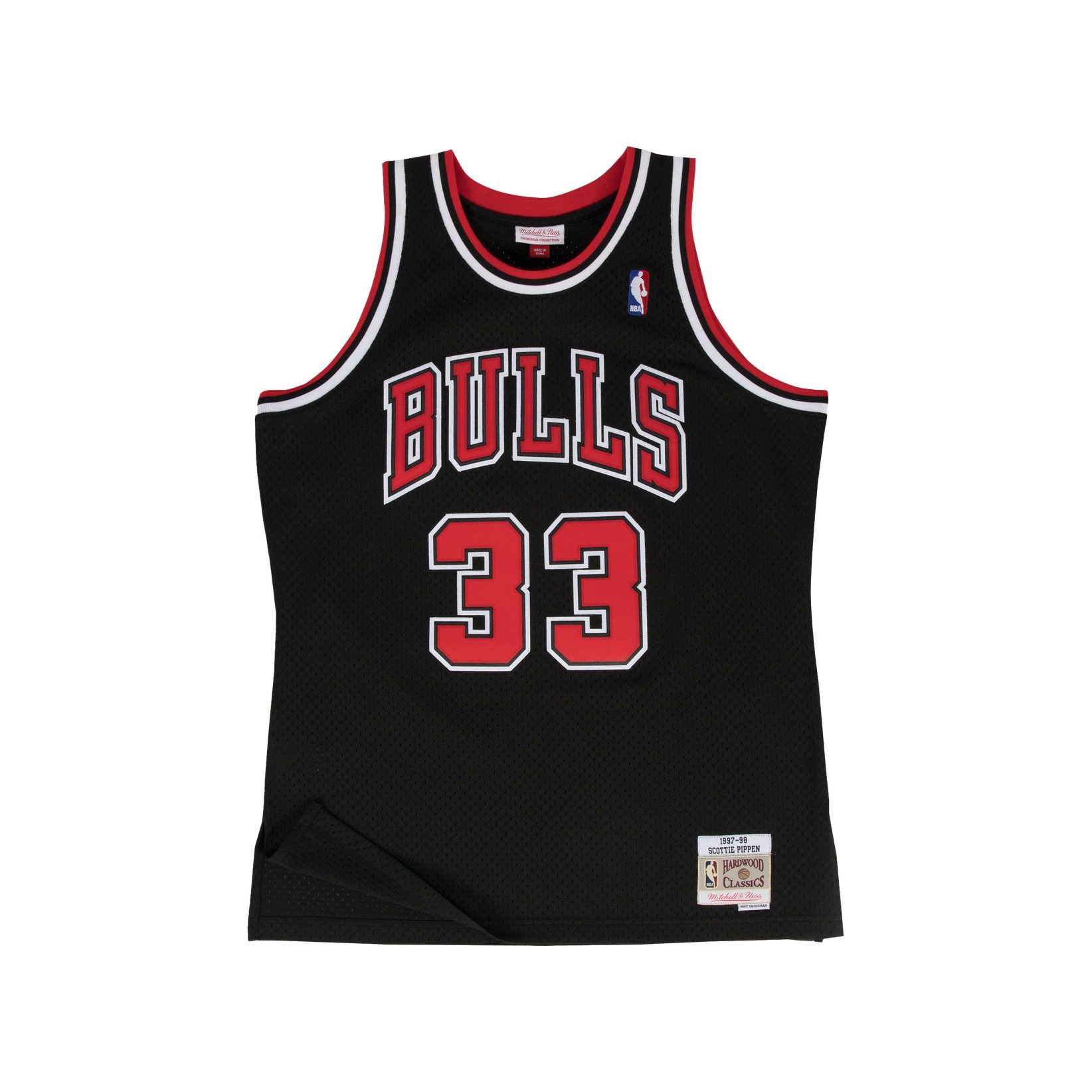 黑色客场芝加哥公牛队复古球衣斯科特皮蓬sw球迷版nba