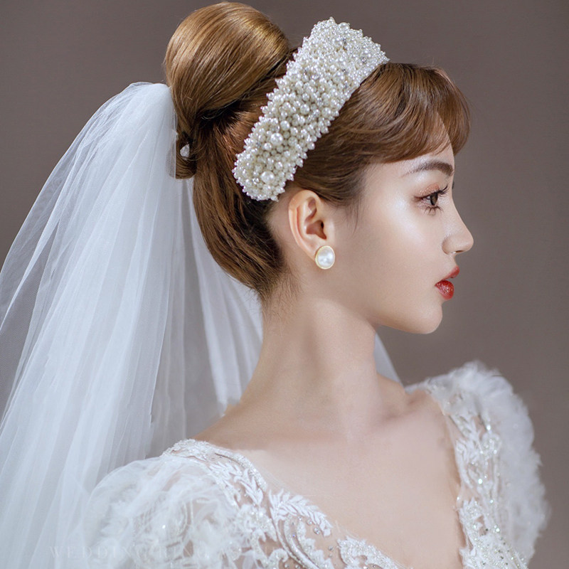 新娘头饰法式超仙钉珠发结婚礼伴娘跟妆造型百搭发饰