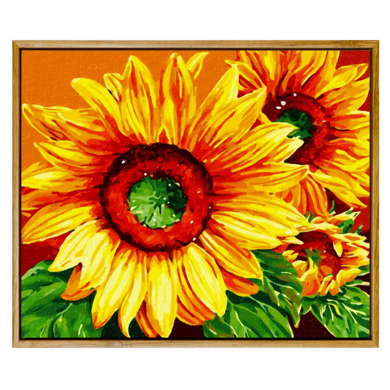 diy数字油画花卉向日葵手工填色油彩填充手绘治愈diy