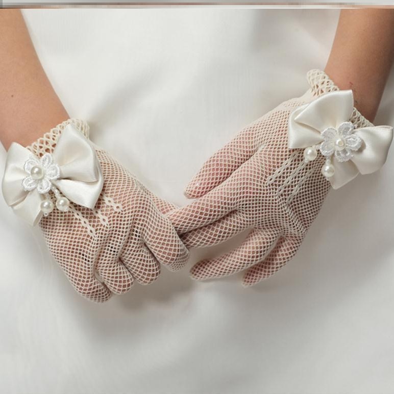 手套薄款跳舞小孩花边蕾丝花蕾丝白手套儿童公主手套