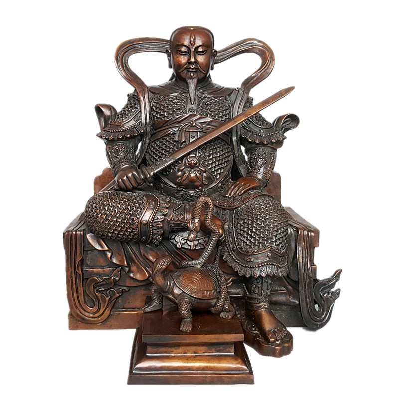 玄天上帝铜像三眼北极四圣荡魔天尊真武大帝摆件
