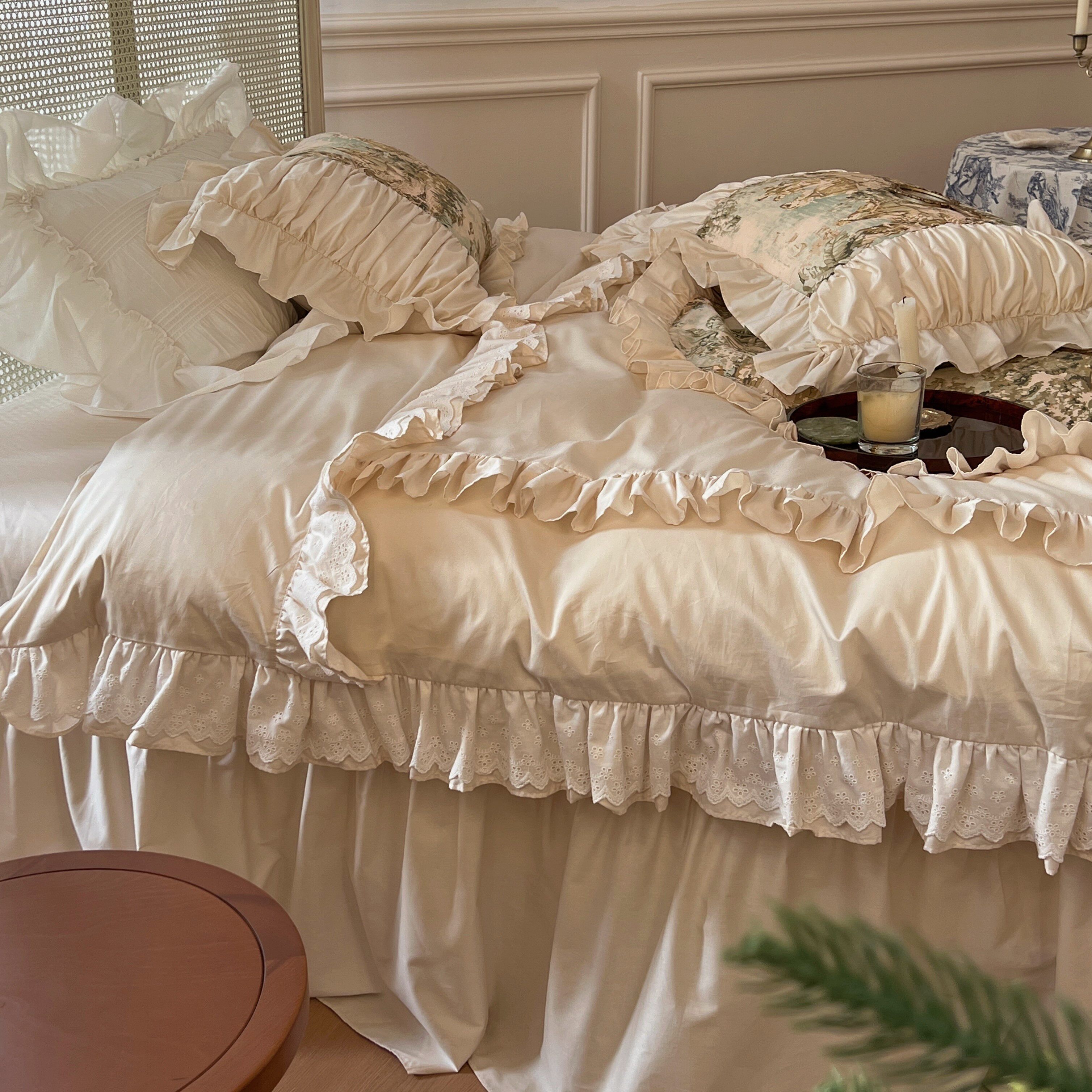 文艺复兴浪漫法式复古人物画全纯棉四件套韩国花边公主床裙被套