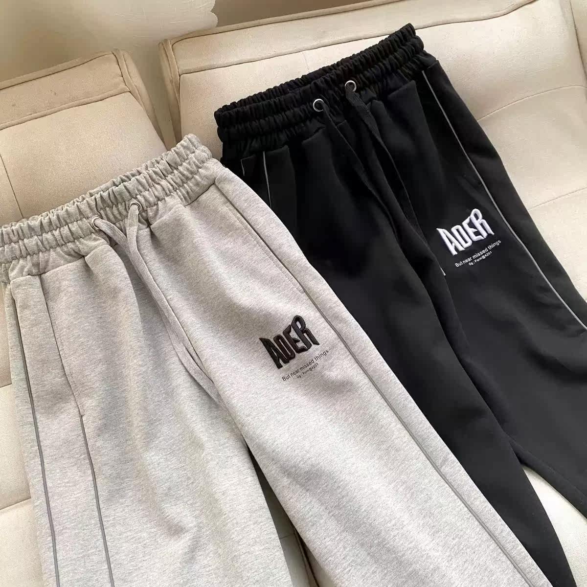 过验版韩国2022夏新品adererror卫裤休闲男女3m反光束脚长裤