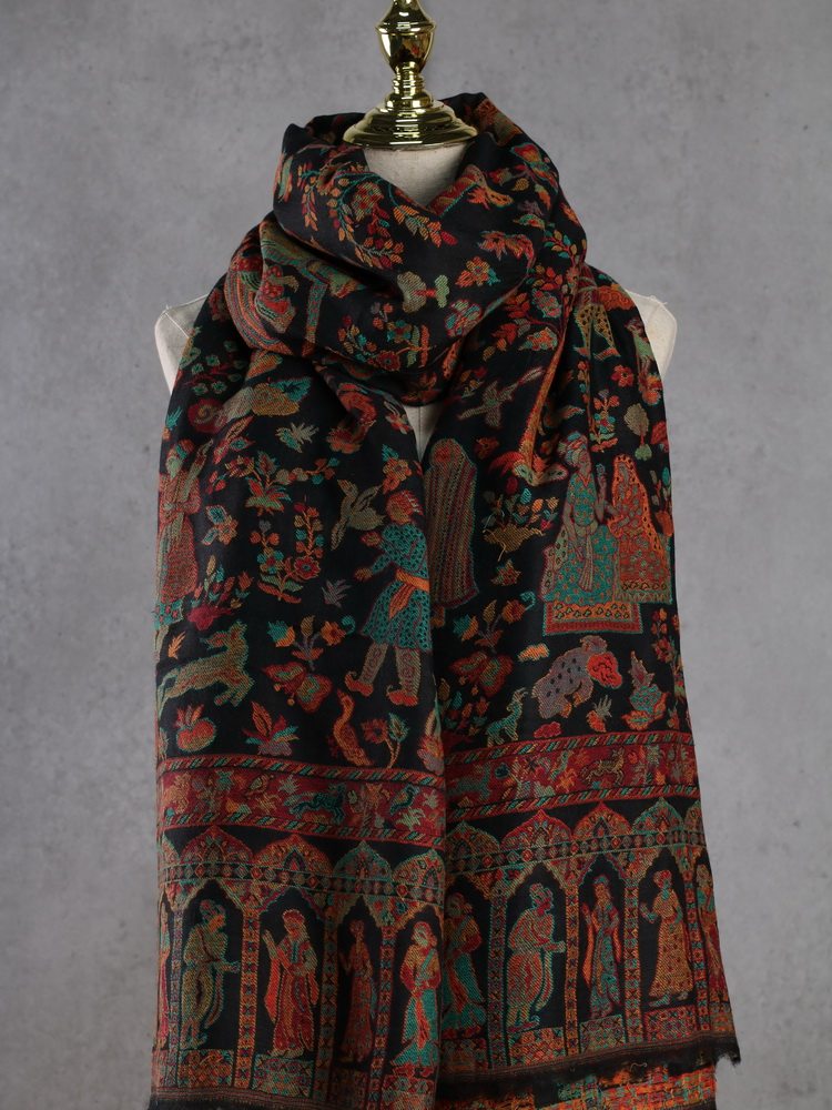 秋冬新款羊绒卡尼印度克什米尔高山山羊绒披肩机织围巾