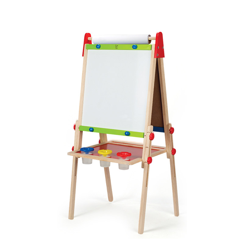 hape儿童磁性画板画架宝宝画画写字板可升降支架式小黑板实木双面