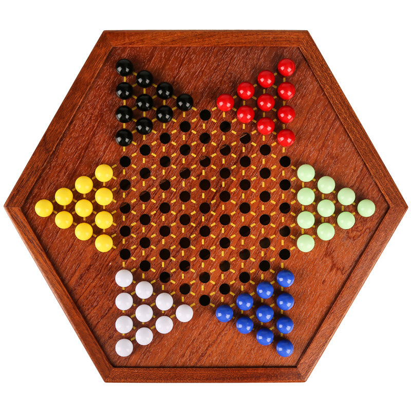 跳棋益智儿童高档木制棋盘玻璃玛瑙亲子大号跳棋