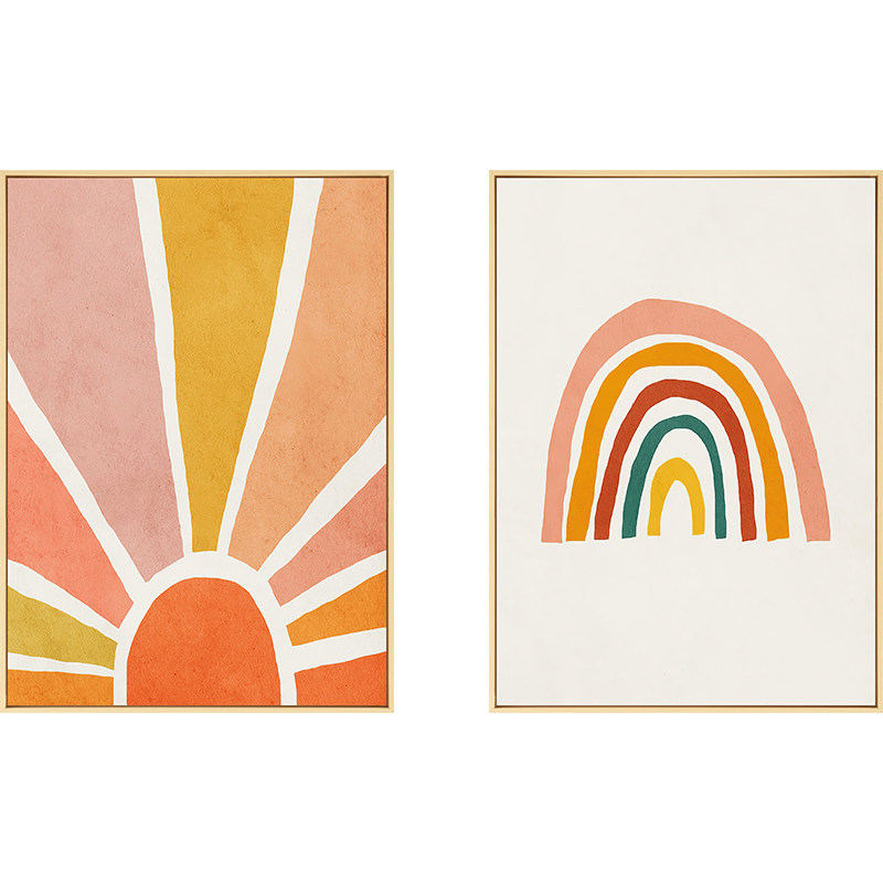 朝阳北欧彩虹客厅装饰画ins小清新儿童房挂画文艺现代装饰画