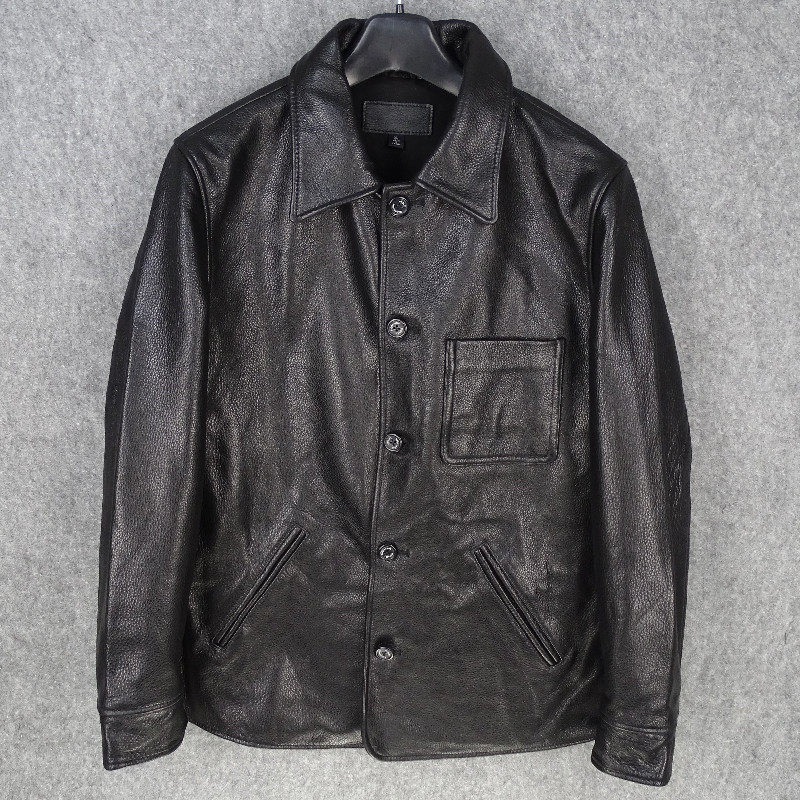 真皮新品重磅好货翻领意大利进口牛皮皮衣中长皮衣