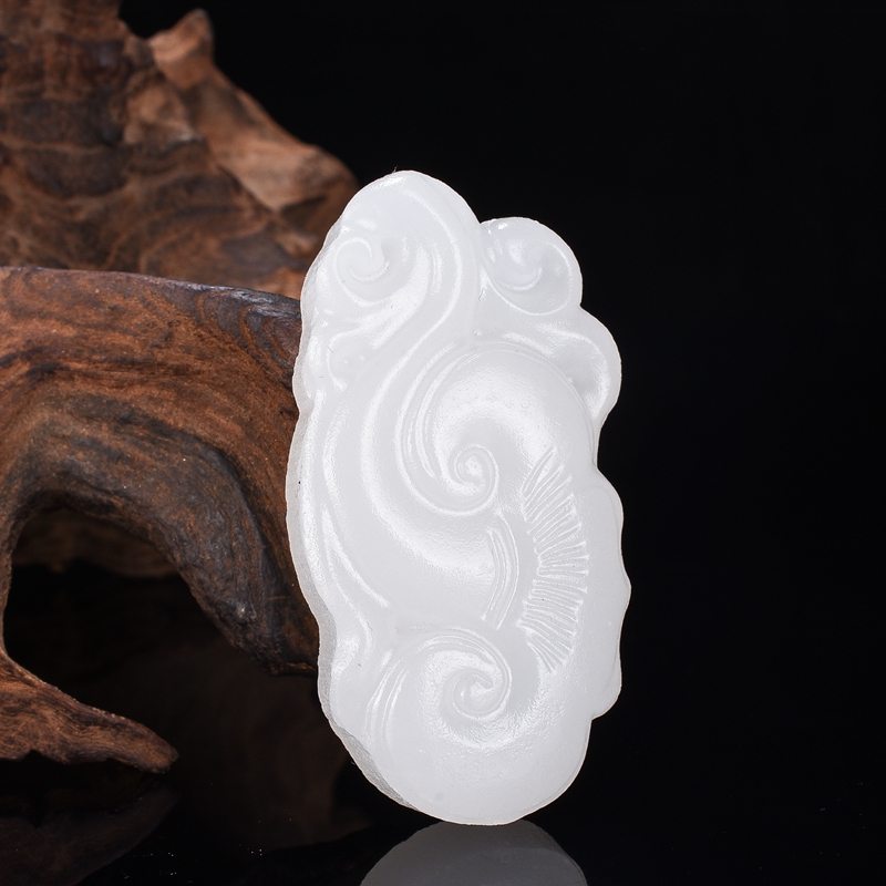 白玉如意挂件祥云灵芝吊坠项链一生玉佩佩玉颈饰