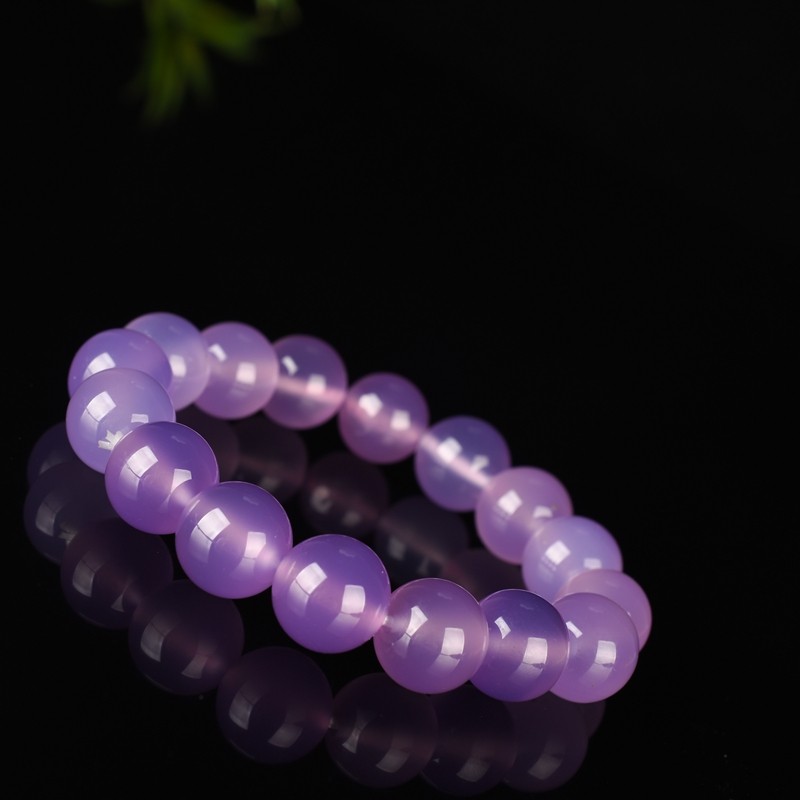 单圈手情侣女款男女手指紫色玛瑙玲珑手链紫玉手链