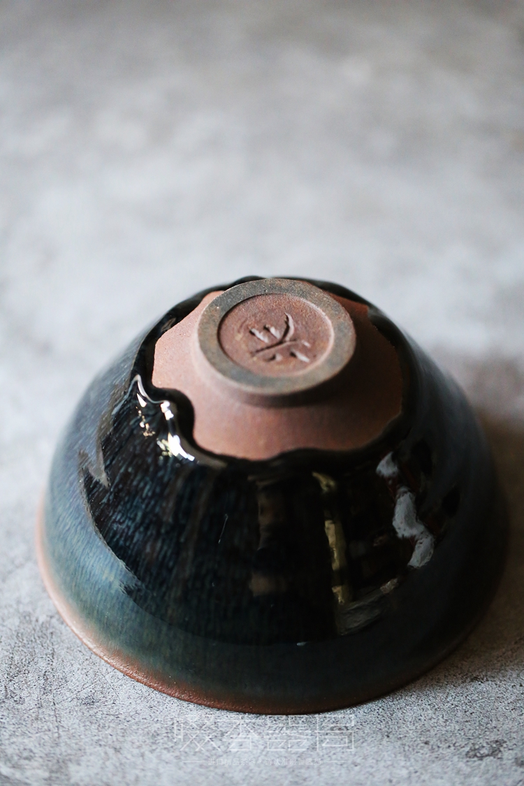 建阳建盏孙建兴建兴早期兔毫底银毫九十年代作品茶碗建盏