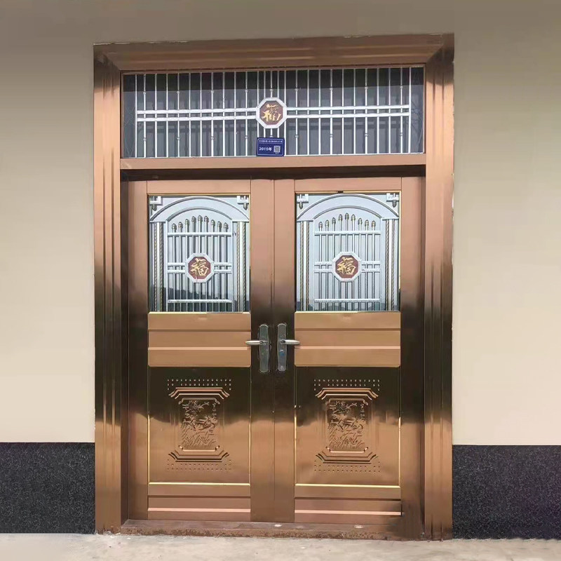 加厚不锈钢大门双开对开农村别墅庭院自建建房进户门