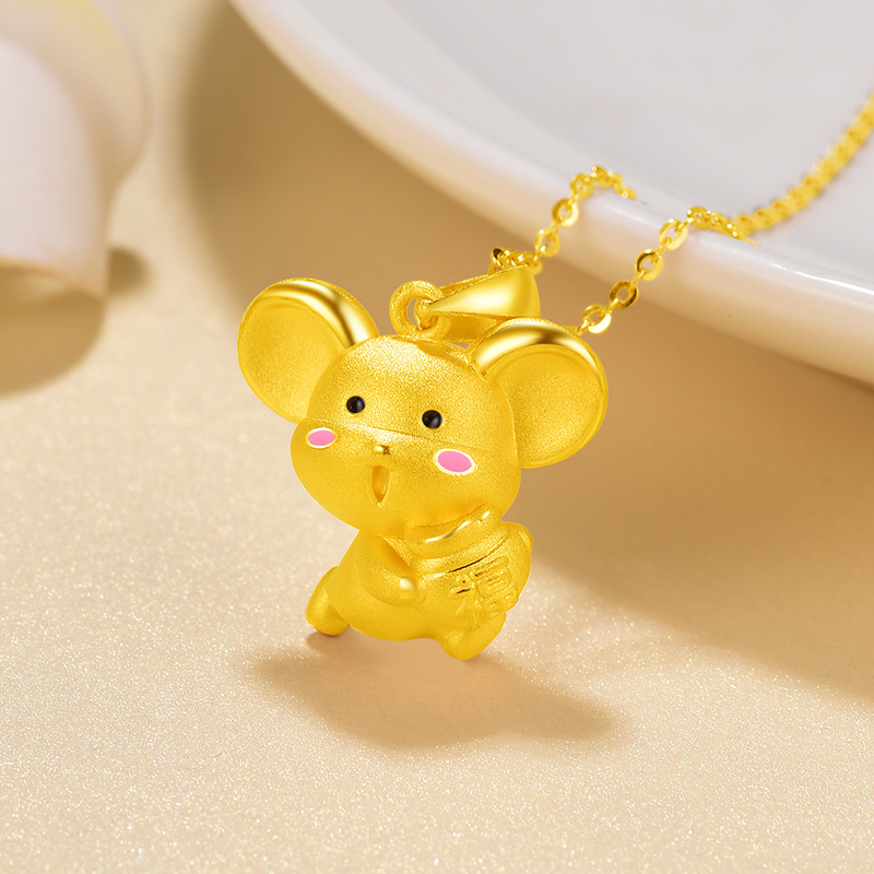 鼠金鼠挂坠金项链金老鼠24k纯金本命年女鼠年小 - 宝贝详情偷工拣料