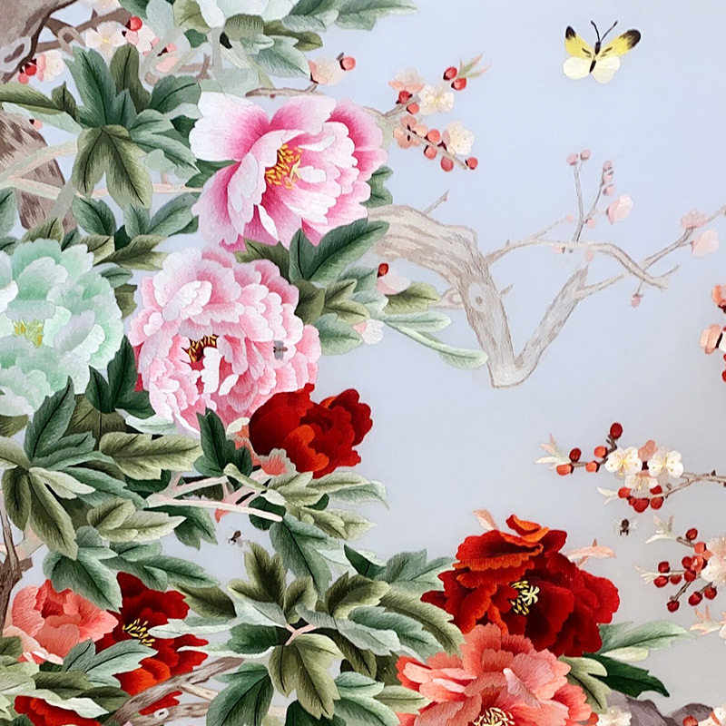 挂画古吴女红苏绣成品玄关客厅墙画中式装饰画牡丹苏绣